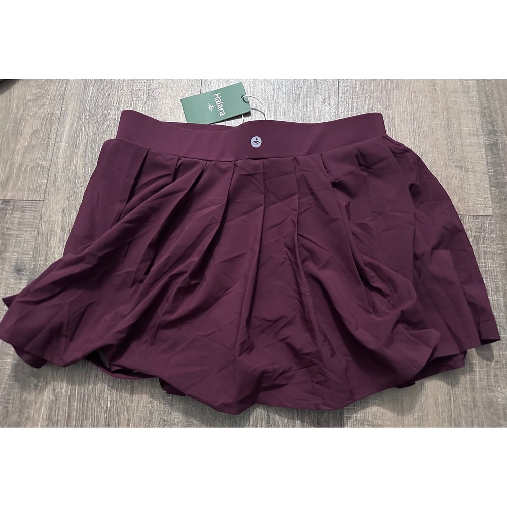 Halara Pleated Buckle Cutout Active Skort Plum Purple Womens Size Medium Reg NEW - Picture 3 of 10